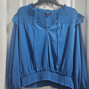 Express Royal Blue Smocked Blouse Size Large